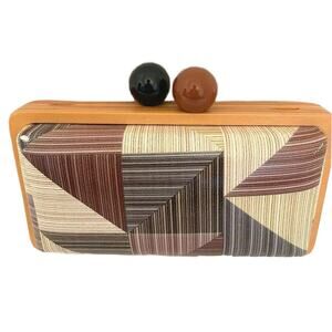 Bamboo and Vinyl Clutch Convertible Crossbody Handbag ‎ In's